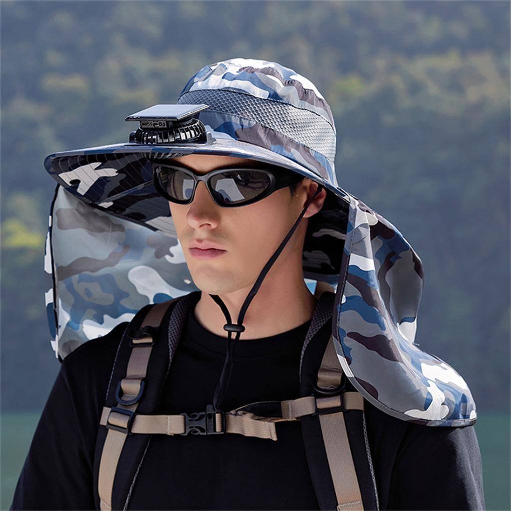 Outdoor Mountaineering Fishing Sun Hat With Large Solar Fan