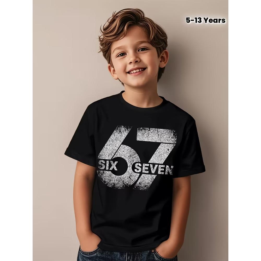 67 Meme Sxi Seven Cool Print Summer Boy Girls Cotton Short Sleeve Tshirt Fashion Kids Clothes Tee Streetwear Childrens Tshirts