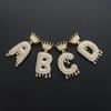 Stylish Hip Hop Zircon Crown Pendant Necklace with 26 English Letters for Women