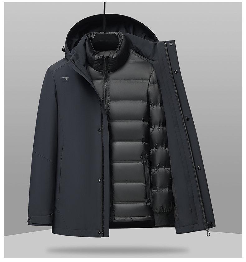Men's Hooded Thickened Winter Coat with Detachable Liner - Warm Duck Down Jacket