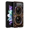 Retro Camera Hard PC Phone Case For Samsung Galaxy Z Flip 7 6 5 4 Black Cover For Galaxy Z Flip 3 Foldable Shell Fundas Capa Bag