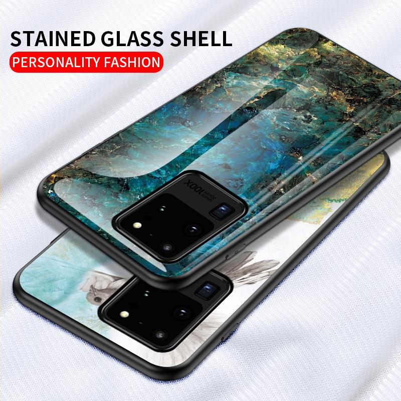 Casing For Samsung Galaxy Note 8 9 10 20 S8 S9 S20 Plus Lite S20 Ultra S10 Plus Lite S10e Case Marbled Tempered Glass Case Back Cover