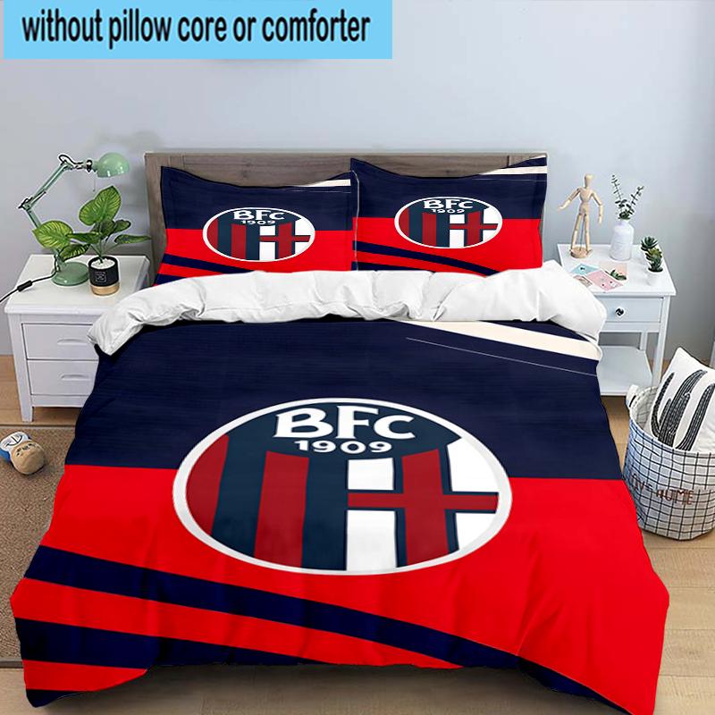 3PCS Football Bologna Bedding Set,Including 1pc Duvet Cover And 2pcs Pillowcases Perfect for Bedroom, Dormitory, Fan Christmas gift