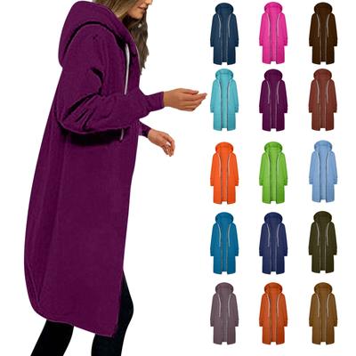 Lässige Kapuzenjacke mit Reißverschluss für Damen, langes Tunika-Sweatshirt, winddicht, für den Winter, Kordelzug, Kapuzenjacke, Oberbekleidung mit Taschen