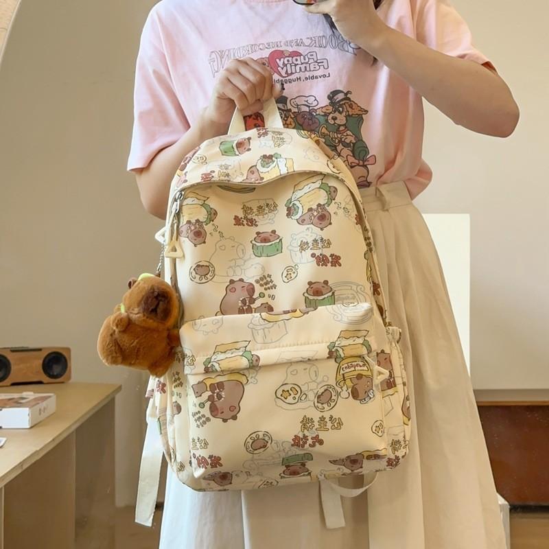 Adorable Nylon Geometric Backpack For Students Breathable And Spacious