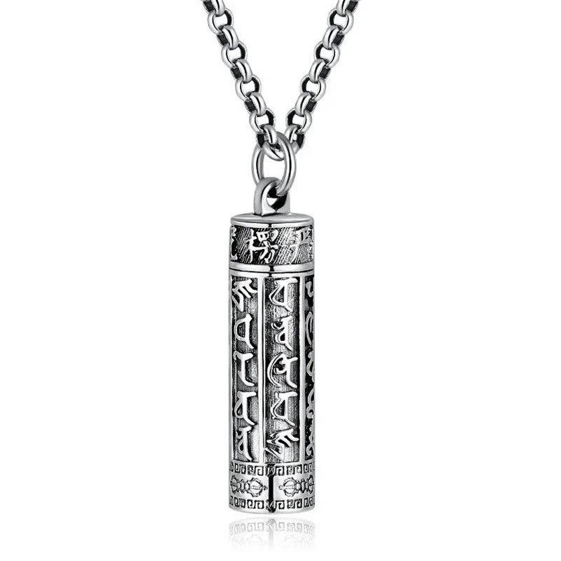 Collier Mantra Shurangama à Six Caractères Ethnique - Pendentif Ouvrable, Cadeau Amulette pour Couple