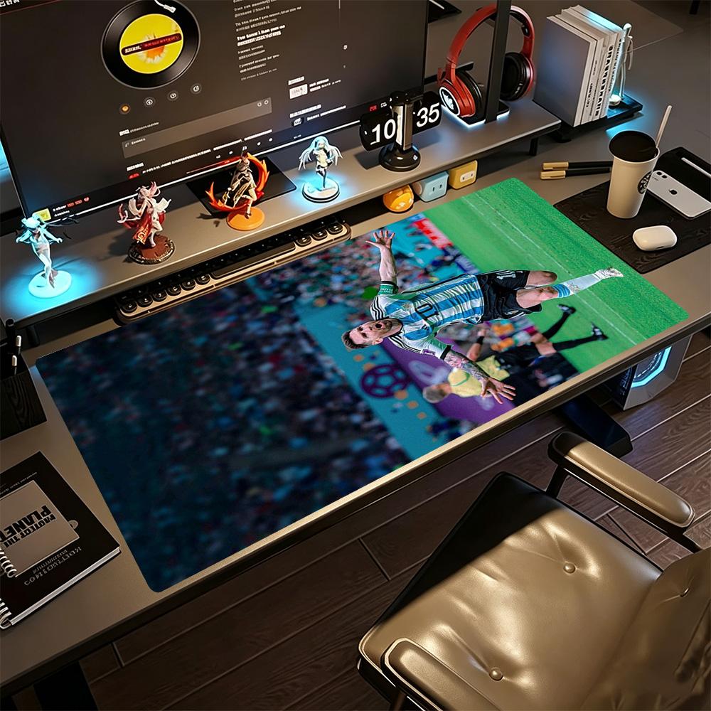 Football Messi Gaming Mouse Pad Keyboard Mat HD Print Desk Pad Non-Slip Rubber Base Computer Decor Item Office Use