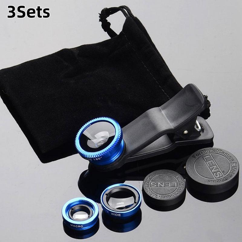 1 Set 3In1 Mobile Phone Fish Eye+Wide Angle+Macro Lightweight Camera Lens For Universal Cell Phone