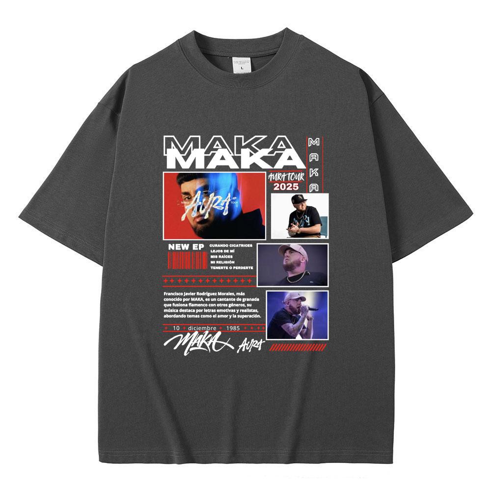 Rapper Maka Aura Tour T Shirts Men Women Hip Hop Vintage Oversized Short Sleeve T-shirts Men's Fashion Casual T-shirt Streetwear