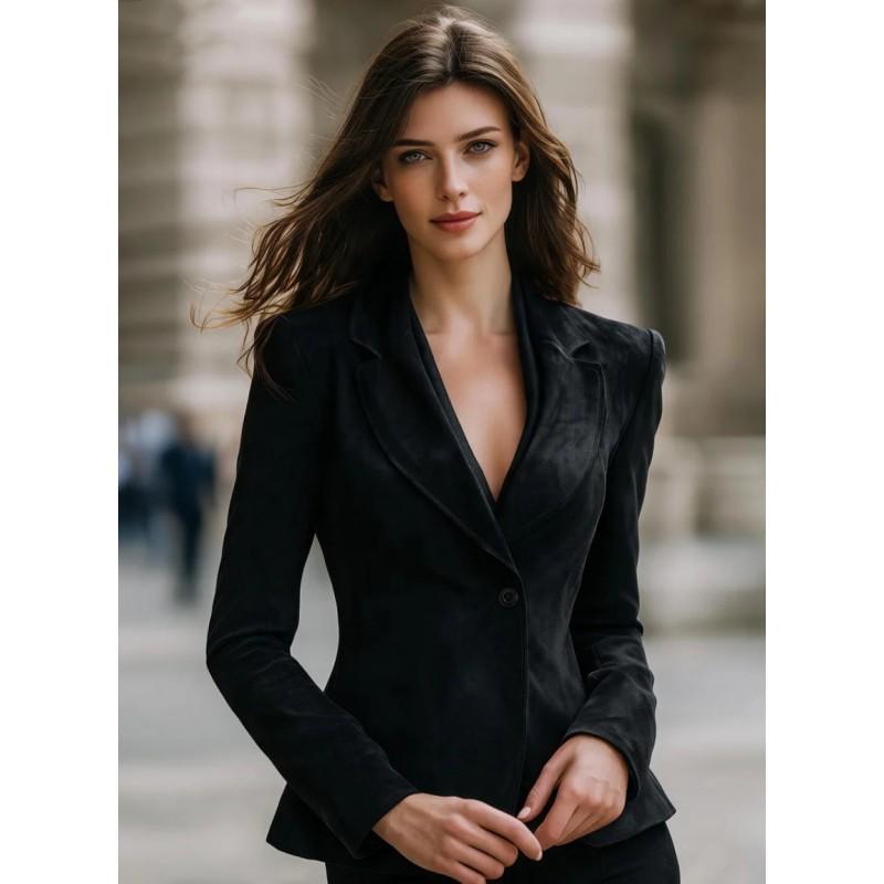 Womens Slim Fit Suede Blazer 2026