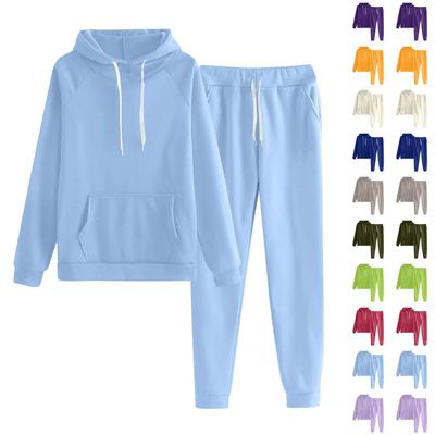 Damen Mode Farbe Langarm Langhose Sport Zweiteiliges Set