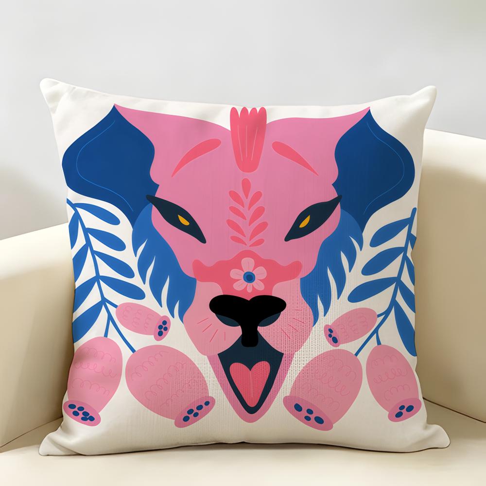 Abstract Floral Animal Fashion Cushion Cover Natural Linen Organic Fabric DoubleSided Printing Room Sofa Decor Pillow Case