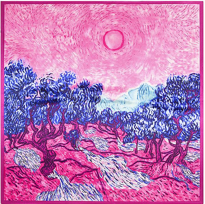 90*90cm Luxury Brand Women Silk Scarfs Van Gogh Painting Square Scarves Spring Summer Shawls For Ladies