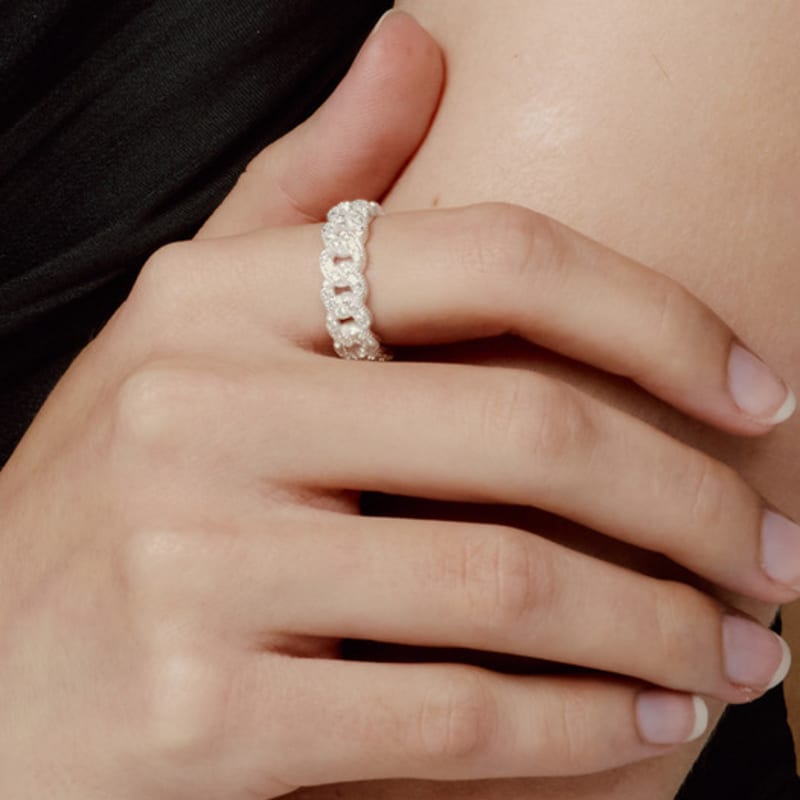 RAINDROP JEWELRY Raindrop Stones Cuban Chain Ring [S925]