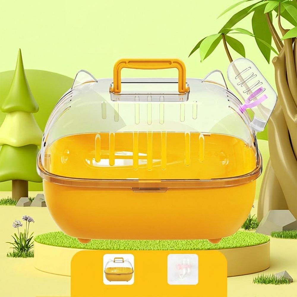 Large Space Travel Hamster Cage Double Layer Hamster Habitat Hamster Carrier Box  Travel Transport Yellow Style A