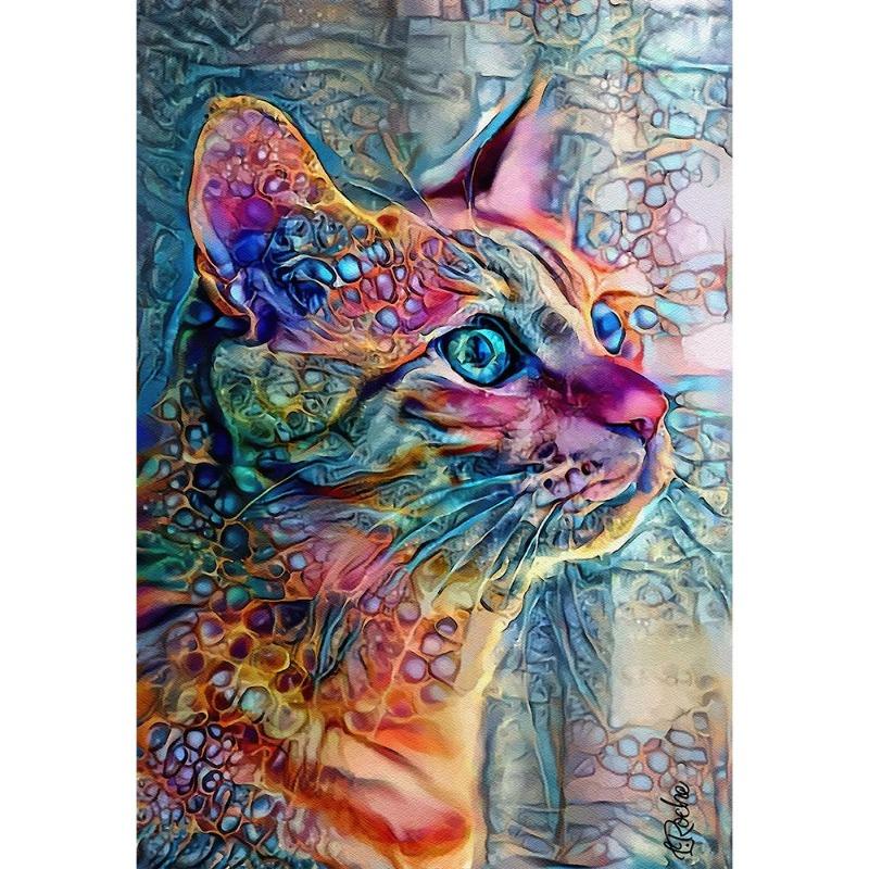 Canvas painting, wall painting, abstract watercolor posters with cats, cute animals, oil painting with a print for the modern house,