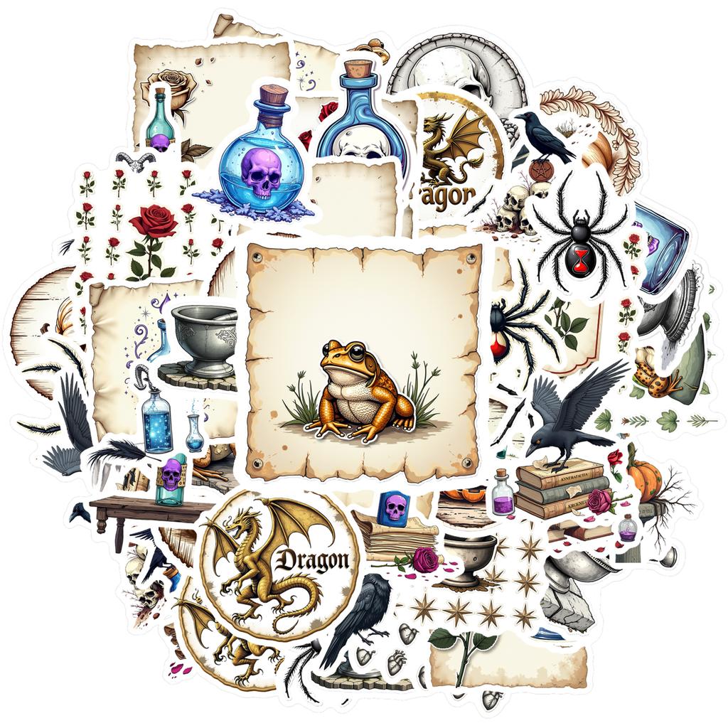 35-70pcs Gothic Stickers Waterproof Graffiti Motorcycle Luggage Phone Cases Cool Sticker Packs Diy Personalized Stickers