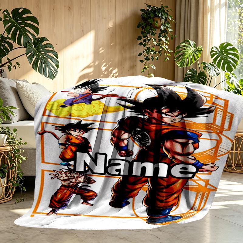 Manta Personalizada con Nombre y Estampado de Anime, Decoración del Hogar, Dormitorio, Sofá, Acampada, Sillón, Regalos para Cumpleaños Navidad