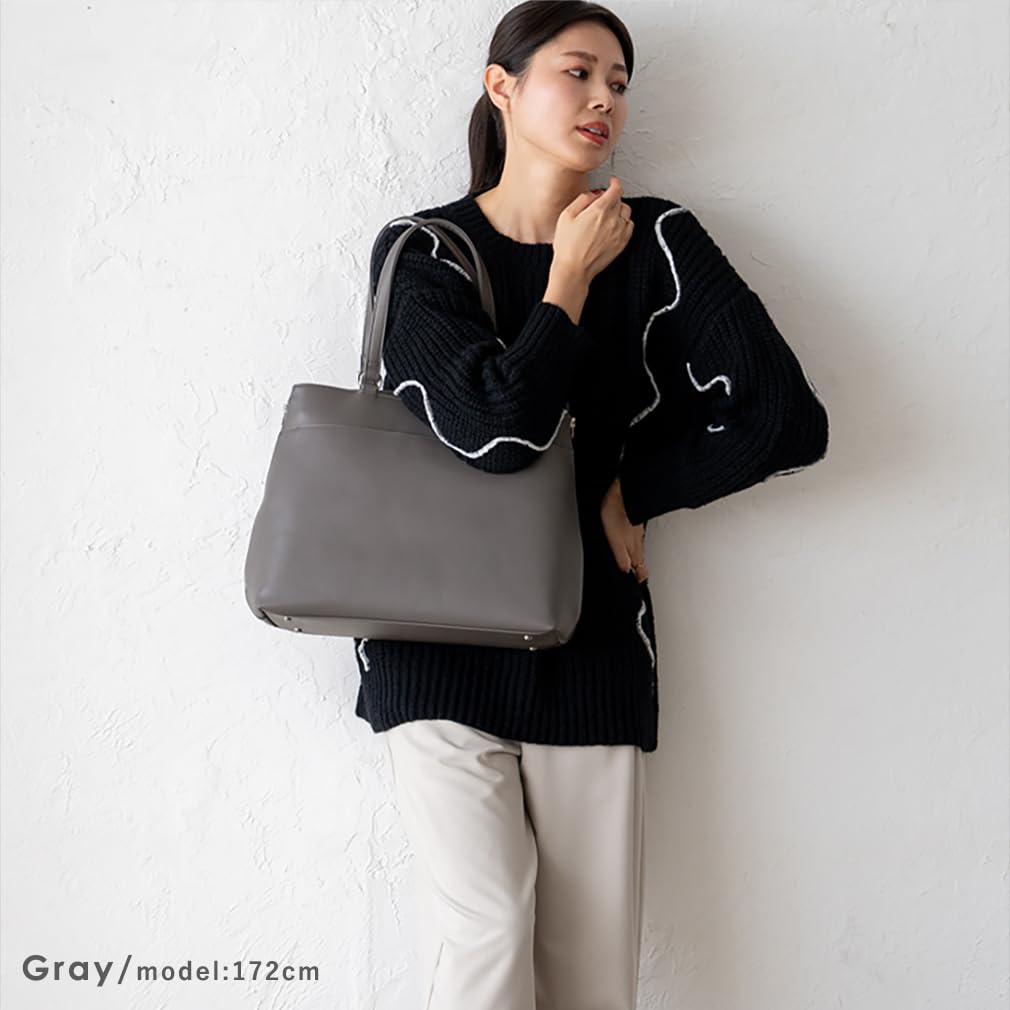 VITAFELICE Damen Business-Tote-Tasche mit seitlichem Reißverschluss inb-10180p (Grau)