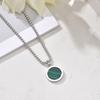 Watermelon Color Pendant Necklace for Men Boys,Green Square Round Stainless Steel Necklace,Stylish Jewelry Gifts To Husband Dad
