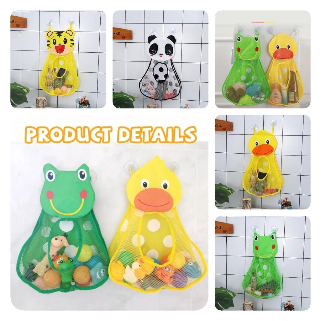Panda Cartoon Baby Bath Kids Toy Drain Storage Net Bag Mesh Holder Cup Suction