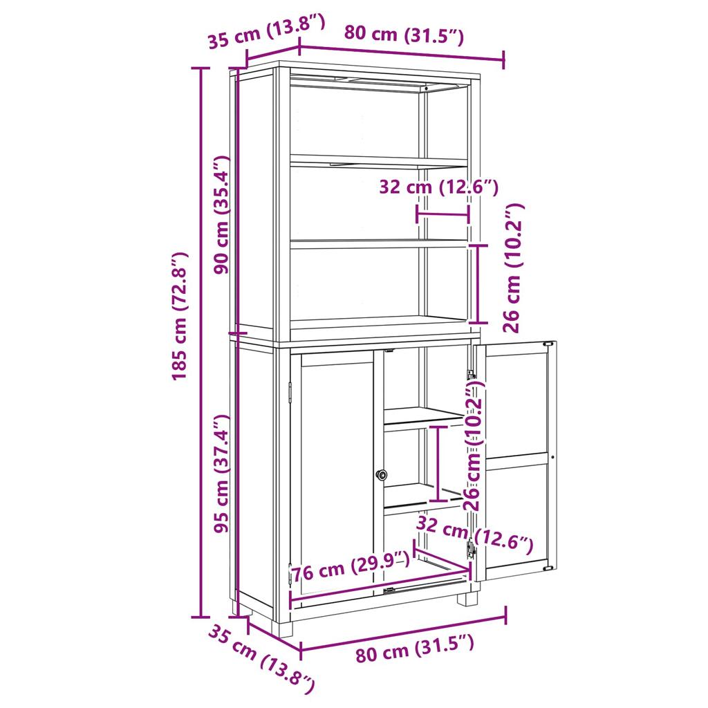 Storage Furniture Set with Storage Compartment and Doors Brown Wood Based Material