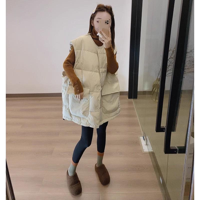 Зимний шик 2025: Свободный женский хлопковый жилет средней длины - Корейский стиль M (80-100 jin)