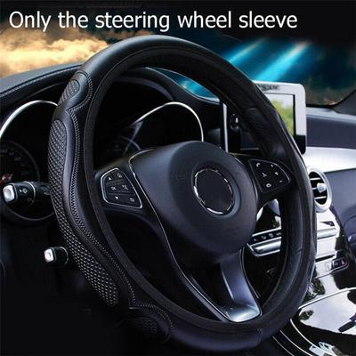 New Black 37-38CM Car Steering Wheel Cover Breathable Anti-slip Car Accessories