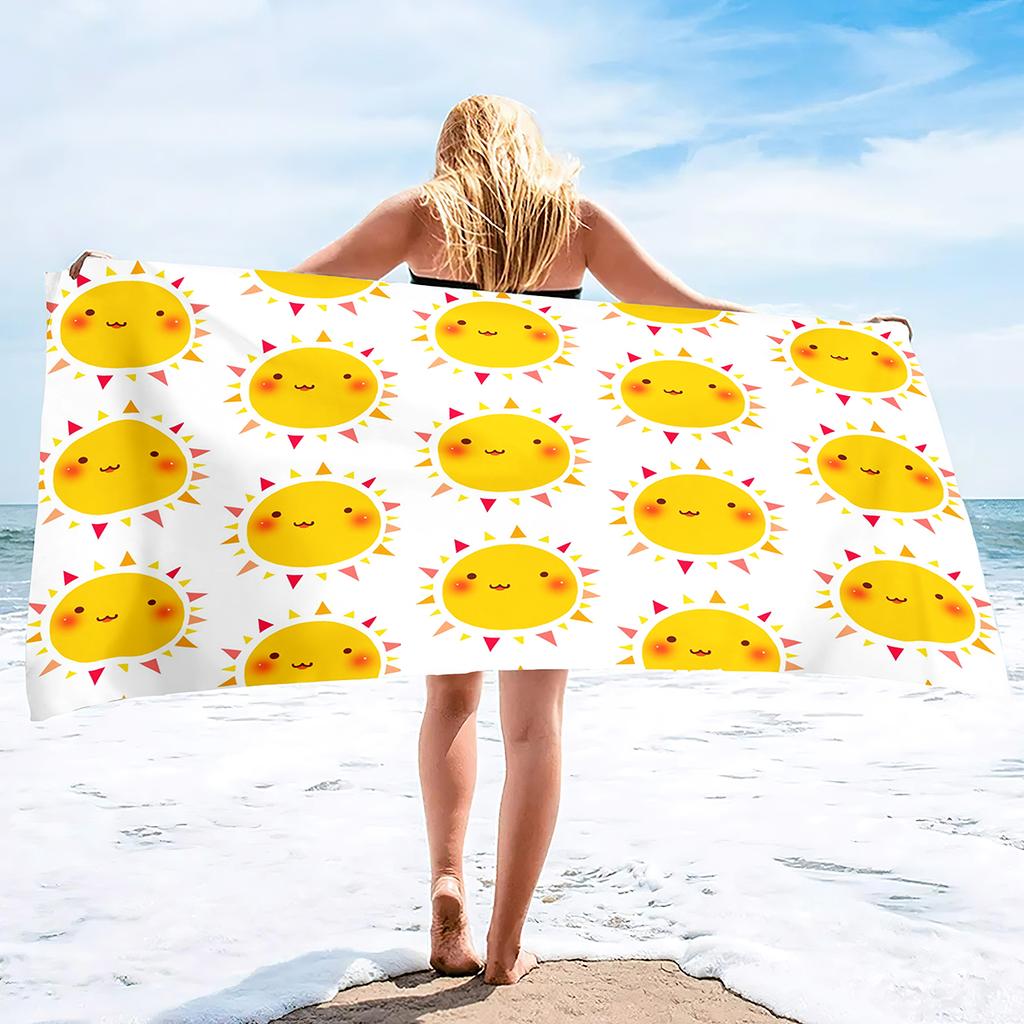 Sun Print Microfiber Beach Towel Large Quick Dry Sand Proof Absorbent Towel for Adult Travel Swimming