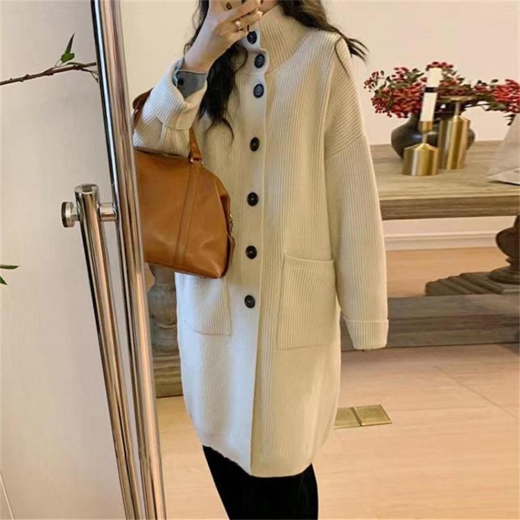 Thick Knitted Cardigan for Women Versatile Spring Sweater Coat Laidback Style