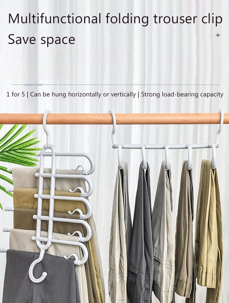 Folding magic 5-layer stainless steel trouser clip saves space and retractable multi-layer hanger for hanging trousers and scarv