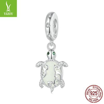 Tartaruga Pietra Luminosa Accessori Ciondolo Fai da Te, Perline Misteriose Retro in Argento Sterling S925