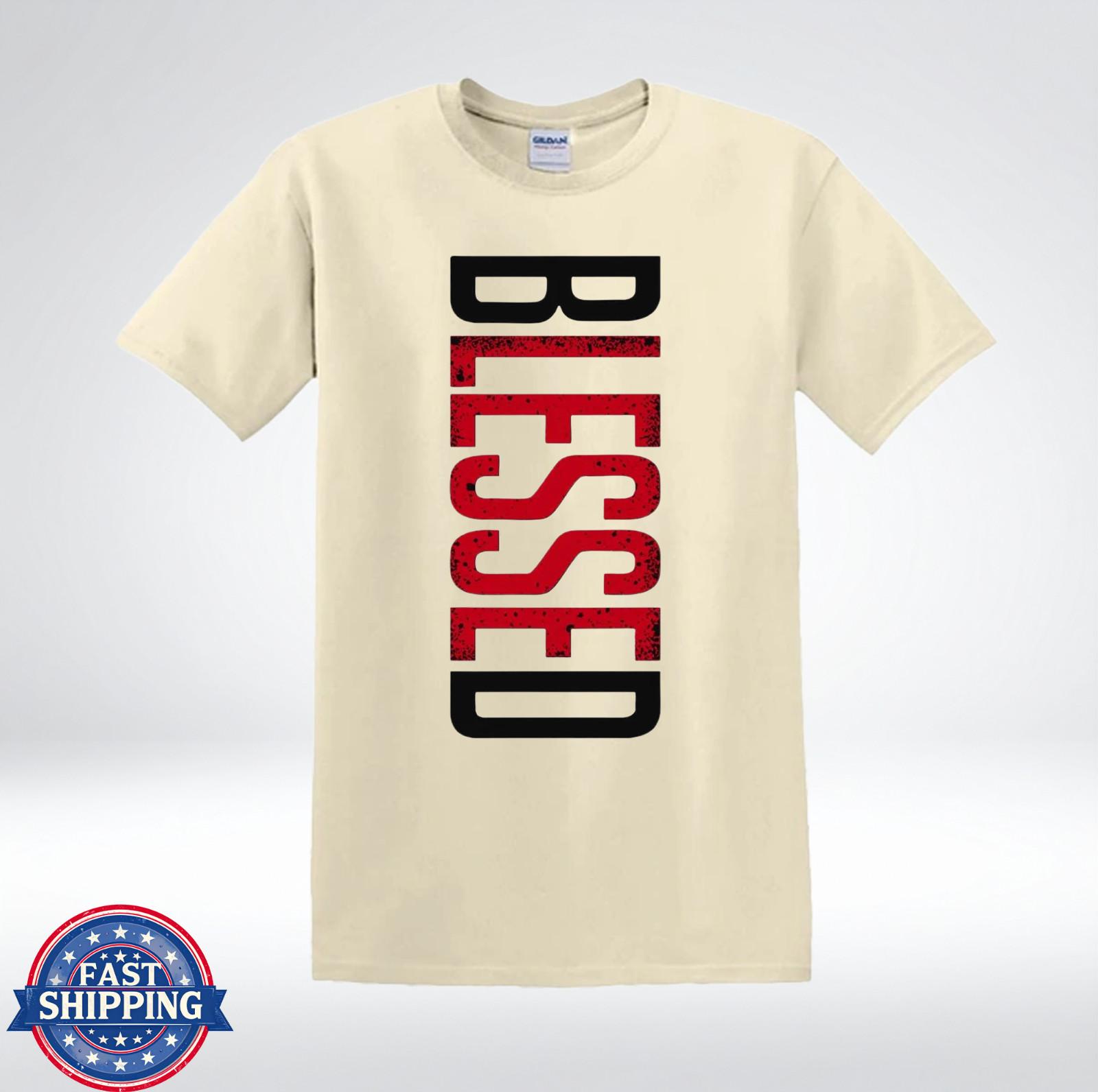 Blessed Shirt Minimalist Vertical Typography Faith Graphic T-Shirt XL