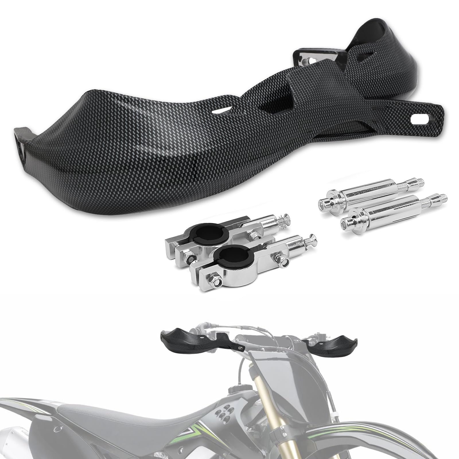 JFG Motorcycle Handguard Knuckle Guard Set 22mm 1 28mm Handlebar Windproof Cold Protection Carbon Fiber Look Universal Motorcycle Motocross Bike Black