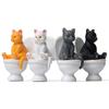 Mini Cat Statue Ornaments Resin Cat Sitting On Toilet Figurines Miniature Decor Animal Garden Sculptures Ornaments