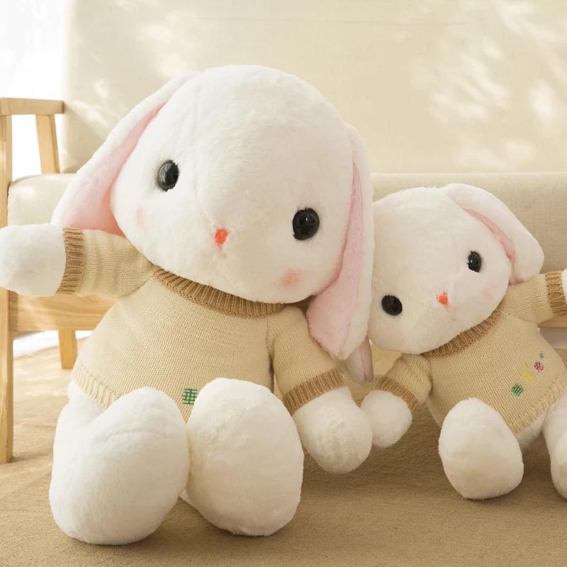 Plush Toy Long Ear Lop Sweater Bunny Doll Stuffed Animal Pillow Girl Baby Sleeping Holding Rabbit Doll Valentine's Birthday Gift