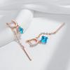 Trend Long Tassel Dangle Earrings For Women Fashion  Rose Gold Color With Blue Natural Zircon Fine Daily Jewelry