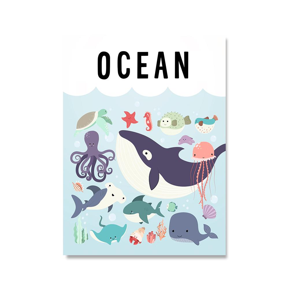 

Лесные джунгли, океан, животные, образовательные фотографии, детские постеры, настенные художественные принты на холсте для детской, декор для детской спальни 21*30cm