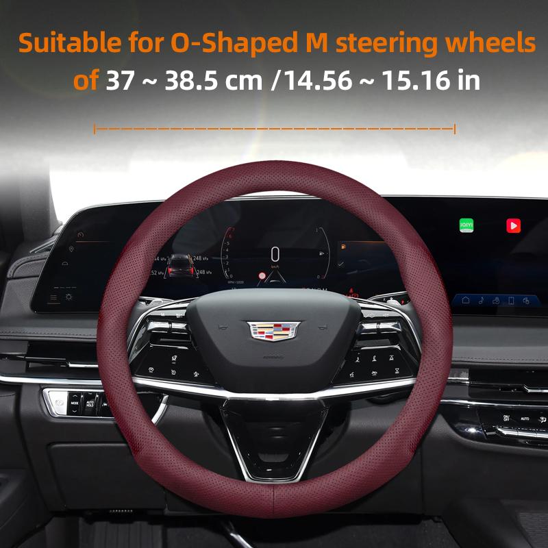 Suitable for Cadillac Ultra-Thin Breathable Leather Steering Wheel Cover Suitable for Cts 2013 Ct4 Carbon Interior Ct5 Xt5 Xt4 Xt6