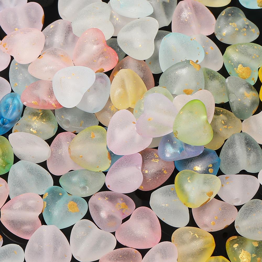 

50pcs Acrylic Love Heart Beads Gradient AB Color Large Crystal Loose Spacer Beads for Necklace Bracelet Pendant Jewelry Making 9 x 10mm