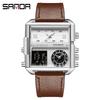 Sanda Fashionable Men's Square Multifunctional Waterproof Sports Quartz Watch
