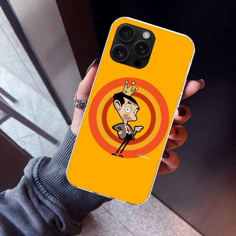 Kreslený kryt na telefon Mr. Bean pro iPhone 17 Air 16 15 Pro Max 14 Plus 13 Mini 12 11 Kryt 7 8 SE Silikonový obal Potisk Fundas 17 Air