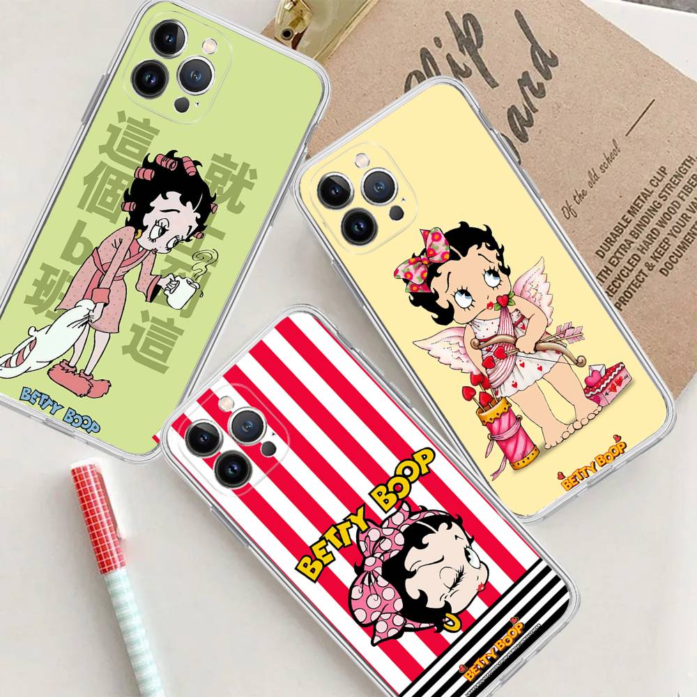 B-Betty-Cute-B-Boop for iPhone 17 16 15 14 13 12 11 Pro Max Plus Transparent Soft TPU Phone Cover