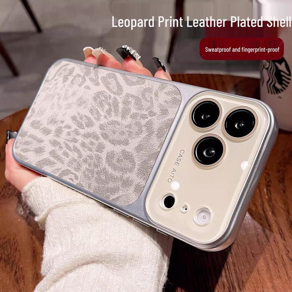 iPhone 17 Pro Max Leather Leopard Print Case with Large Window, Apple 16 Lens Protection, and Drop Protection Cover.