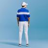 CHALLENGER Men'S Color Block Striped Collared Knit Pullover Blue
