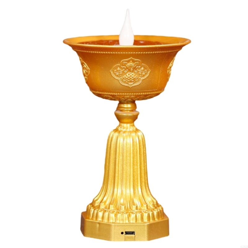 62KD Flame Effect LED Butter Lamp, USB Power for Temple Worship and Living Space Enhancement