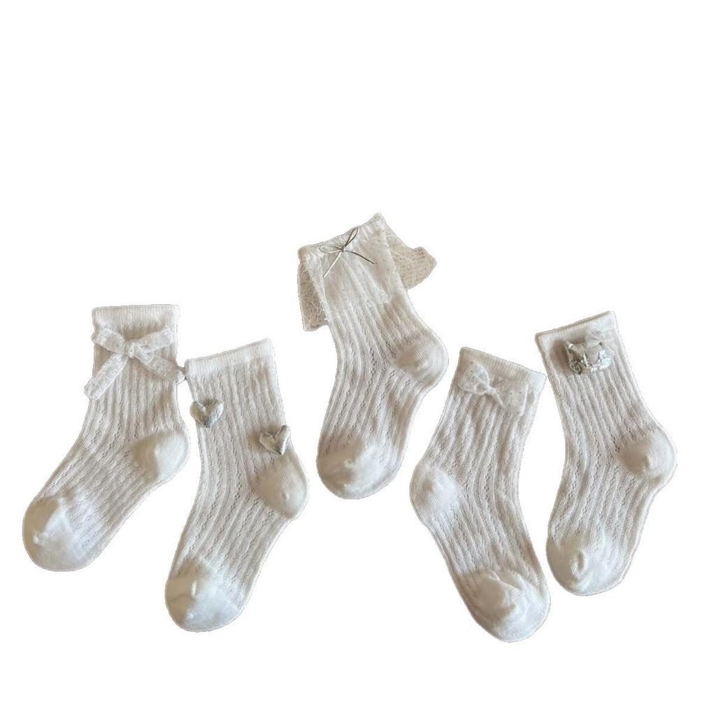 Mädchen Sommer Dünn Nahtlos Wadenmitte Atmungsaktiv Einfarbig Mückenschutz Baby Rüschensocken