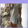 Elegante Blusa Casual para Mujer de Manga Corta Holgada con Detalle de Botón