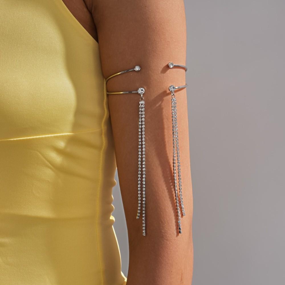 Rhinestone Crystal Armband Tassel Fringe Armlet Adjust Bracelet Upper Arm Cuff  Party
