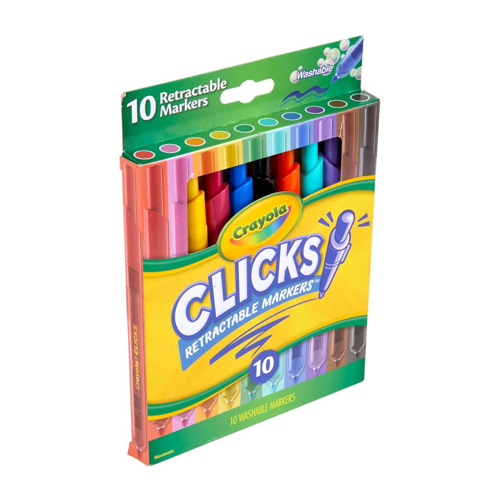 Crayola Drawing Marker 10 Authentic Knock-Style, Water-Resistant Pens, Colors, 588370,
